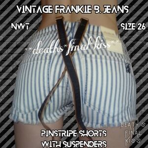 HTF Rare Frankie B striped suspender denim cutoff Daisy Dukes jean shorts 26